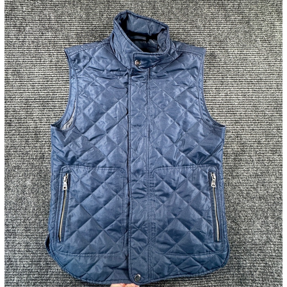 Banana Republic Quilted Vest Women Small Blue Lined Mock Neck Thermal Insulation